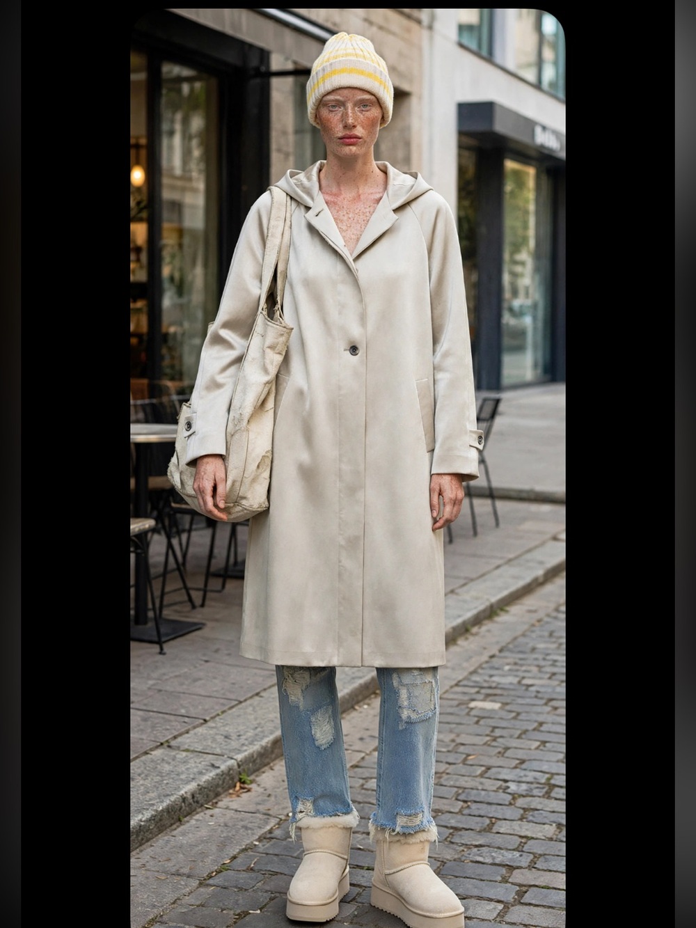Utex gabardine hooded trench coat